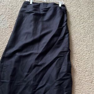 Black midi linen skirt